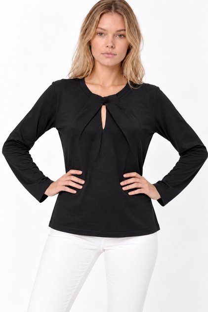 Women's Pleated Collar Seasonal Mercerized Knitwear Blouse