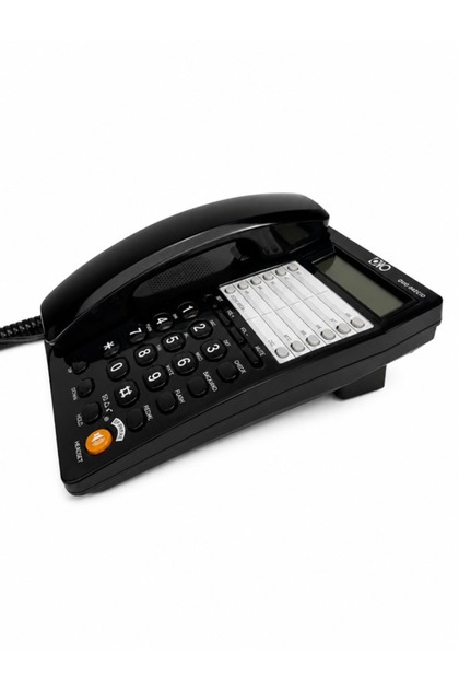 Telefon fix OHO pentru birou, ecran LCD, funcție handsfree, reapelare, calculator încorporat, sistem dual FSK/DTMF, negru