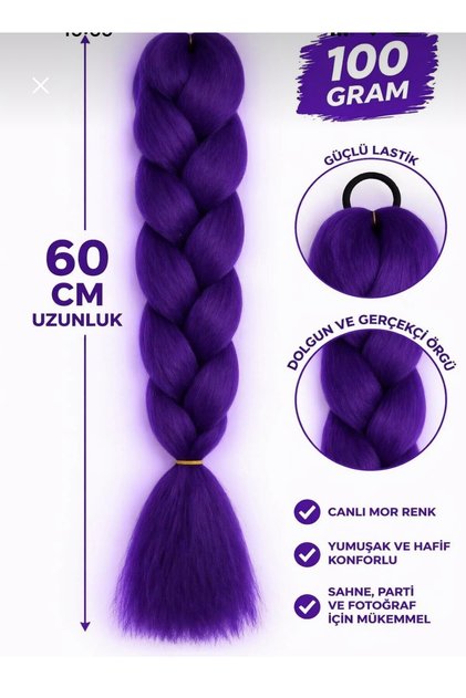 K-POP karakteri rumi cosplay örgü saç mor afrika örgüsü