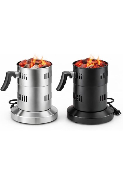1x Electric Charcoal Burner For Hookah And Incense, Fast Heating, 5 Gear Adjustable Temperature, Safe For Home Or Outdoor Use Silver/Black Model-M619