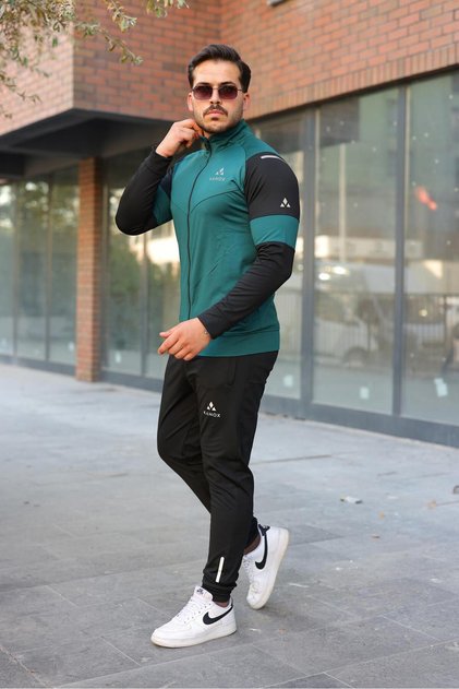 New Season Men's Tracksuit Set, Green Printed