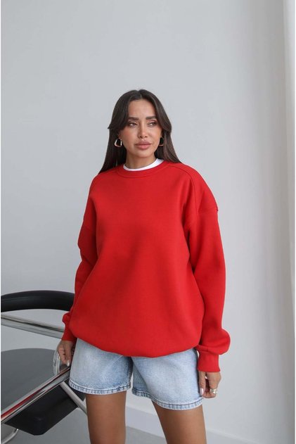 Hanorac roșu Orin cu guler tip crewneck