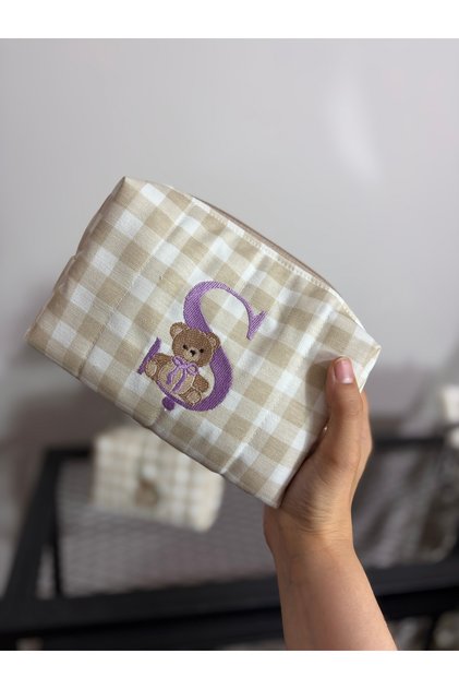 Embroidered Cosmetic Bag – Makeup Organizer – Travel Bag (Specify the Letter)