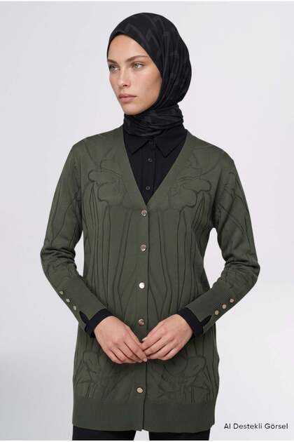 Jacquard Knitwear Cardigan Khaki