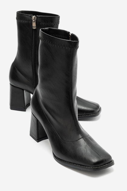 James Women's Black Faux Leather Stretch Zipper Boots