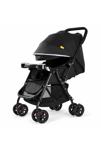 Lightweight Two-Way Baby Stroller, One-Click Fold, 5-Point Harness, Detachable Dining Tray & Shock-Absorbing Wheels