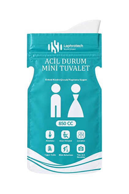 Acil Durum Mini Tuvalet 850 cc 8'li Paket Tek Kullanımlık Sızdırmaz Emici Jelli Seyahat İdrar Torbası Araç İçi Trafik Kamp