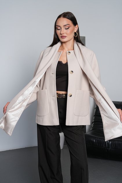 Women's Shawl Detailed Buttoned Lined Coat
