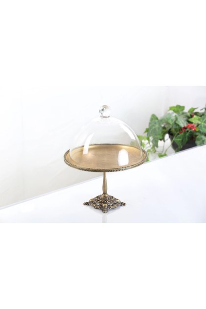 30 cm round antique footed metal lantern