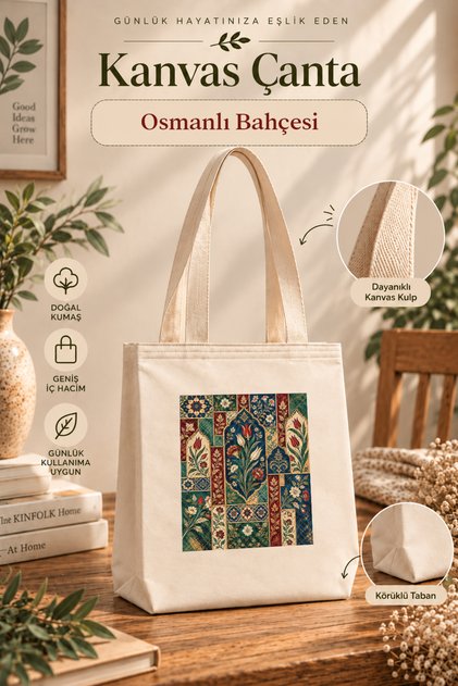 Canvas Tote Bag |   Art Series |   Ottoman Garden |   Turkish Art Themed Printed Tote Bag