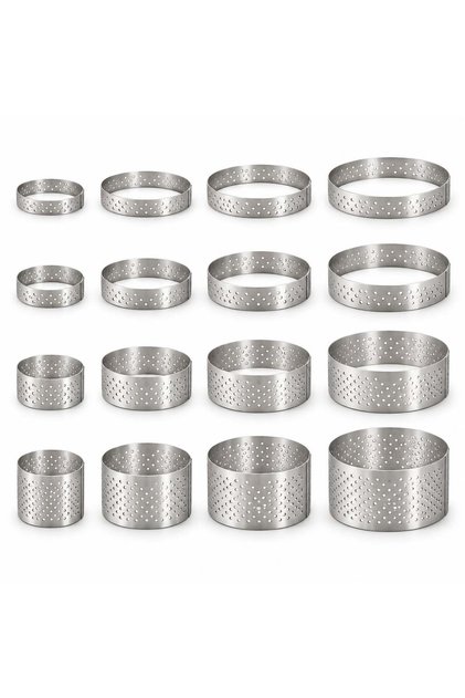 Tart Circle Round Hole Diameter 2.5 cm Stainless Steel Set of 7