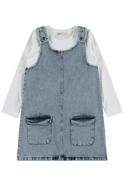 Long Sleeve T-Shirt Dress for 6-9 Years Old - Blue