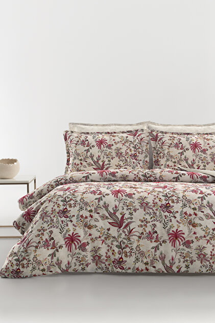 Nelin 100% Cotton Double Duvet Cover Set - Beige