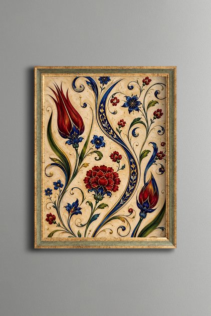 Ottoman Tulip and Clove Pattern - Vintage Patterned Painting - Fine Model