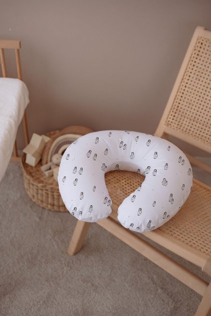 Breastfeeding Pillow – 100% Cotton Poplin Mother & Baby Support Pillow - Little Penguins