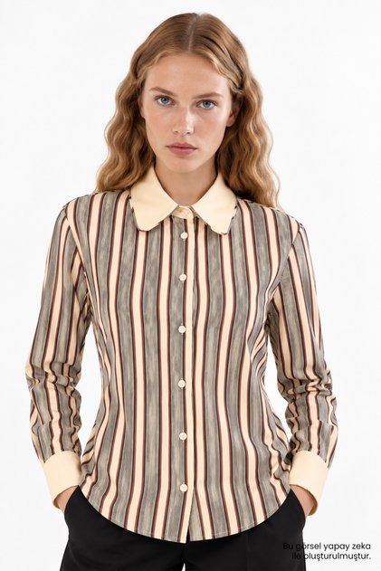 Contrast Long Sleeve Slim Fit Buttoned Shirt
