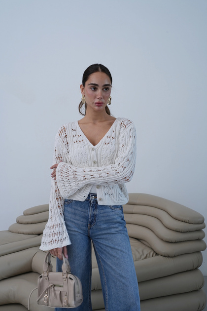 Spanish Cufflink Cardigan Cream