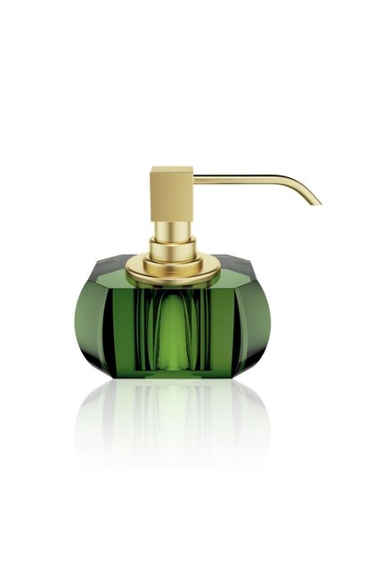Kristall Liquid Soap Dispenser, Countertop - Matte Gold/Green