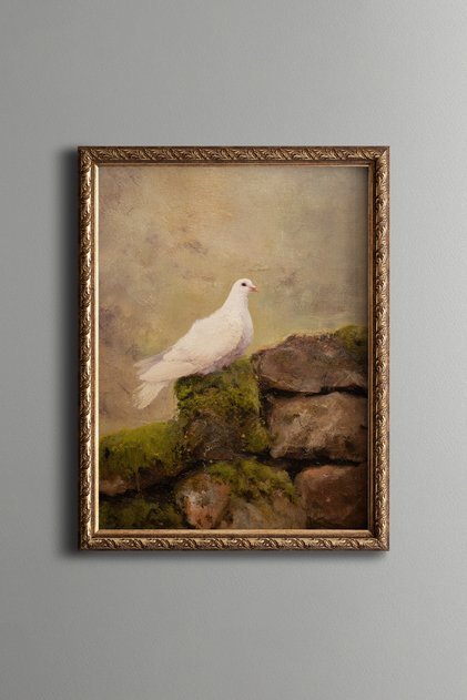 White Dove - Vintage Patterned Painting - Fine Model
