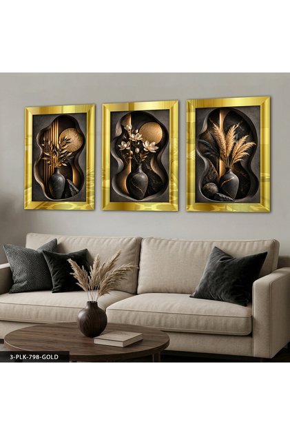 Modern Plants in a Vase 3 Piece Plexiglass Mirrored Table