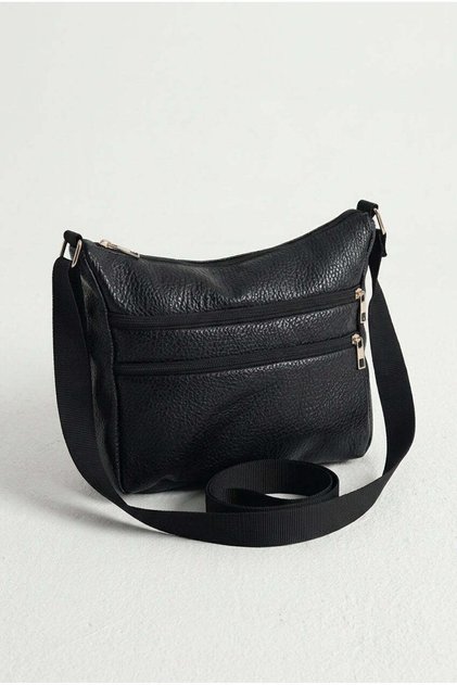 Black Multi-Pocket Textured Cross Shoulder Bag
