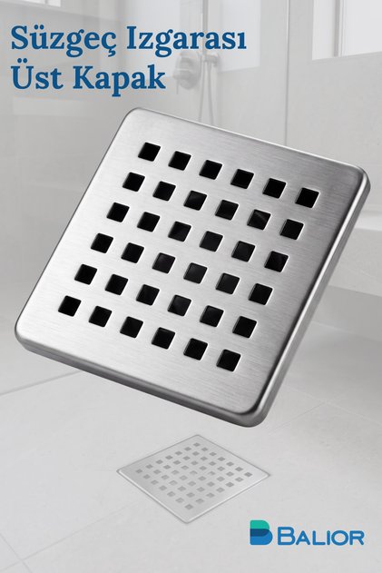 Yer Süzgeci Izgarası 9,5 × 9,5 cm Kare Delikli Banyo Gider Üst Kapağı