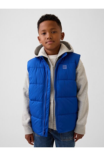 Erkek Çocuk Kobalt Mavisi Relaxed Puffer Şişme Yelek