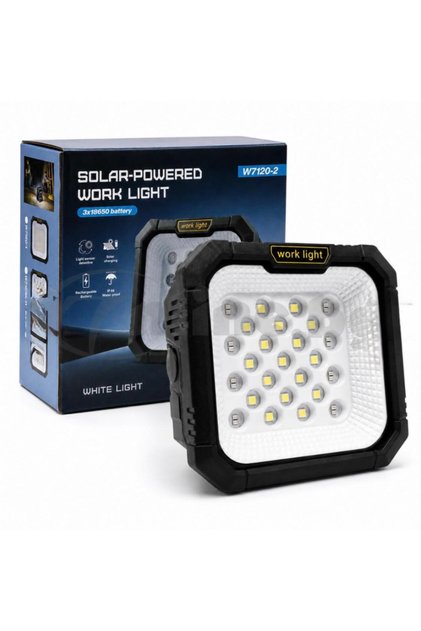 Lampă de Lucru LED Solară W7120-2, 50W, 3x18650, Reîncărcabilă, Power Bank, IP66, Portabilă