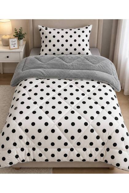 Single Double-Sided Plush Welsoft Pufidik Quilt Set (Quilt + 1 Pillowcase)