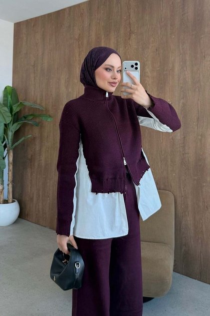 Frida Shirt Detail Luxury Set Plum