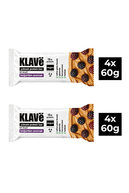 High Protein Bar Blackberry Flavored - 60 g X 8 Pieces - 15g Protein, Vegan and Gluten-Free
