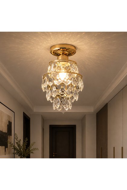 Lustra Ezzelin Crystal, 1xE27, Μέταλλο, Χρυσό
