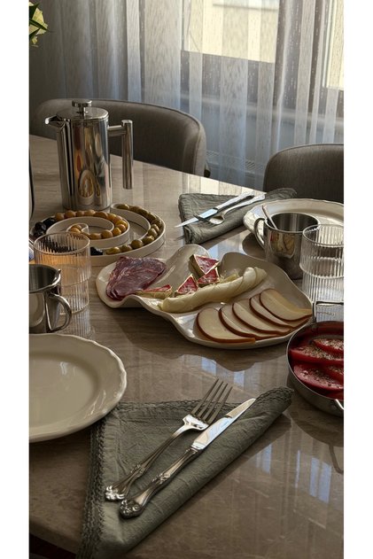 Stoneware Krem Beyaz Sunum Tabağı