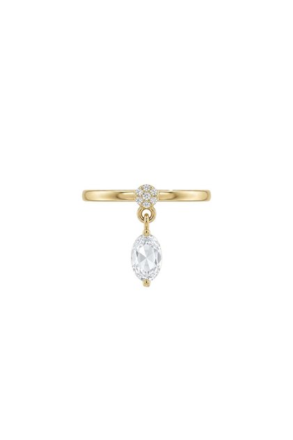 Dangle Collection Oval Zirkon Taşlı Çelik Üzeri Altın Kaplama Yüzük ( Ayarlanabilir )
