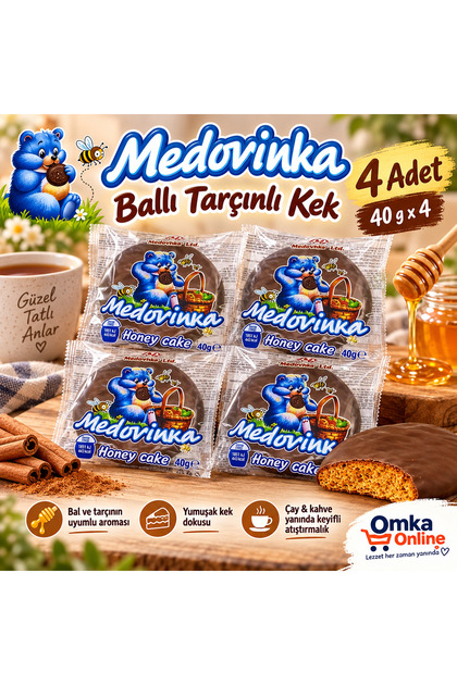 Medenka Ballı Tarçınlı Çikolata Kaplı Kek 40 G x 4 Adet– Bulgaristan Atıştırmalığı
