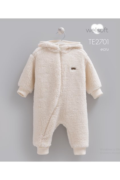 İncibaby 100% Cotton Hooded Reversible Zippered Soft Lux Baby Boy Jumpsuit