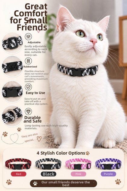 Adjustable Cat Collar with Elastic