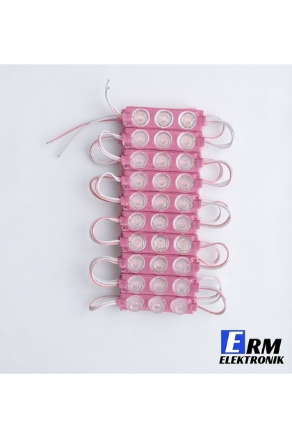 12V 3W 3'lü Lensli Modül LED Pembe IP65 Su Geçirmez Oto Ayak Altı ve Modifiye Aydınlatma (10 Adet)