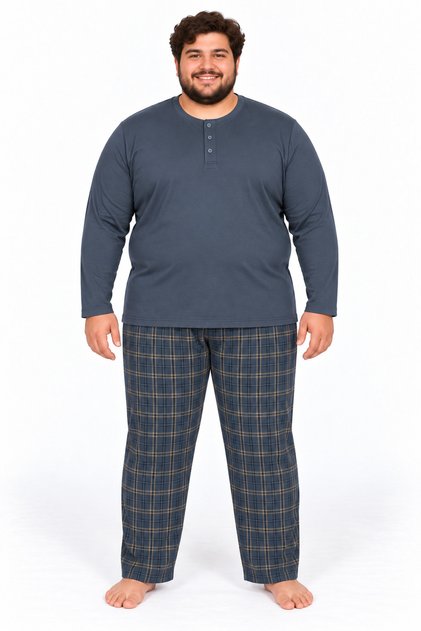 Men's High Quality Interlock Combed Cotton Plus Size Pajama Set 18562