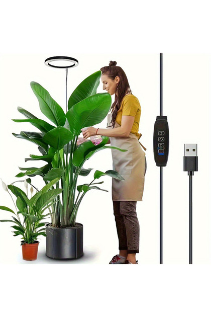 مصباح نباتات LED كامل الطيف مقاس 6 بوصات مزود بمقبس USB وعمود قابل للتعديل والتمديد للنباتات الكبيرة - جرو