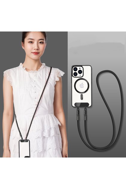 Black Adjustable Crossbody Straps Phone Lanyard Double Buckle Mobile Neck Lanyard Multi-functional S