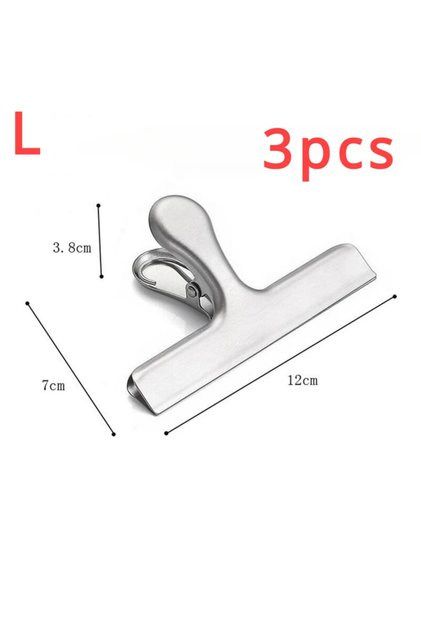 L 3PCS 3PCS Stainless Steel Bag Clipsf For Food Heavy Duty Metal Silver Food Clips Office Paper Clam