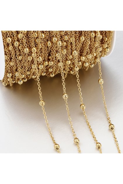 2Meters Gold color 1meter/2meter Stainless Steel Golden Beads Chains for Jewelry Making DIY Women Me