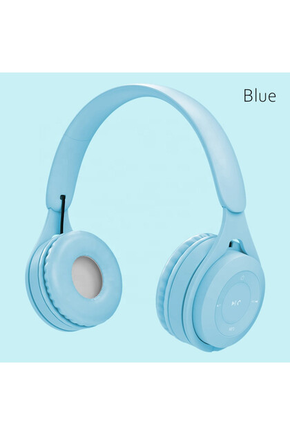 Blue Y08 Wireless Bluetooth Headphone Macaron Headphones Stereo Headband Gaming Headset with Mic Ga