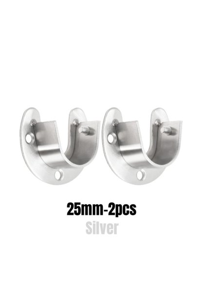 25mm Silver 2PCS 304 Stainless Steel Closet Rod Bracket 25/32mm Flange Seat,Wardrobe Hanger Rod Bas