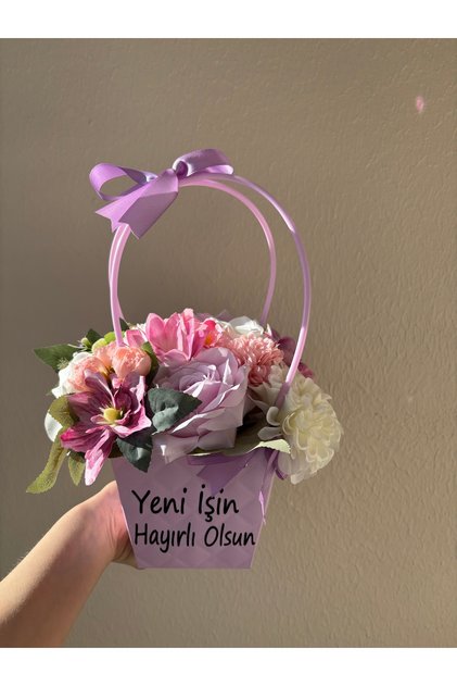 LİLA ÇİÇEK ÇANTASI ÇİÇEK ARANJMANI