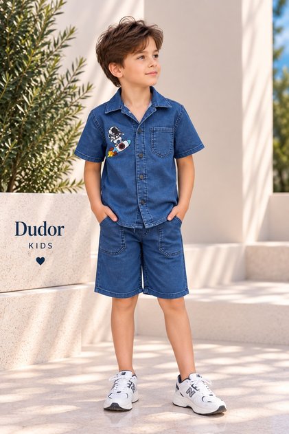 Boy's Space Themed Blue Jeans Set