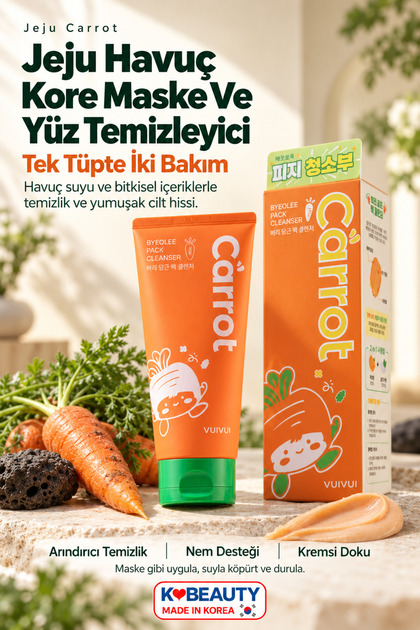 Jeju Carrot Pack Cleanser Pirinç Kompleks İçeren Çift Etkili Maske Ve Temizleme Köpüğü 180 Gr