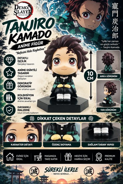 Anime Demon Slayer Tanjiro Kamado Figür Karakter Oyuncak 10 cm