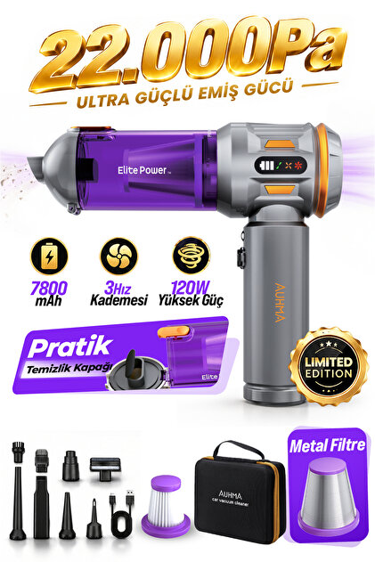AHV-24 LIMITED EDITION – 22.000PA Brushless Kablosuz Araç İçi Basınçlı Üfleme & Çekme Süpürges